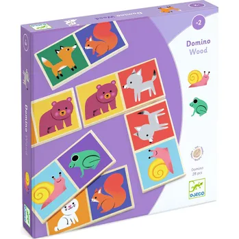 Dřevěná hračka Dřevěné domino - lesní zvířata
