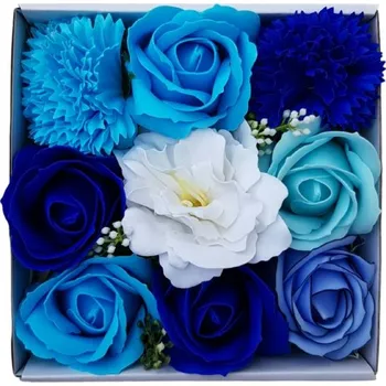 Mýdlo made by ANTEROS Dekorace Mýdlové květy White blue mix v dárkovém boxu