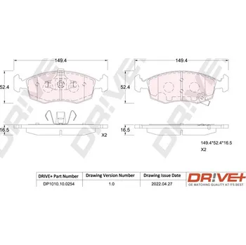 Brzdová destička Sada brzdových destiček, kotoučová brzda Dr!ve+ DP1010.10.0254