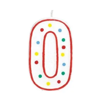 Dětské zboží Świeczka urodzinowa cyferka 0 biała w kropki