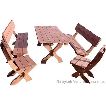 Zahradní sestava dřevěný zahradní nábytek 200 cm 1S+2L+2K euromeb 6
