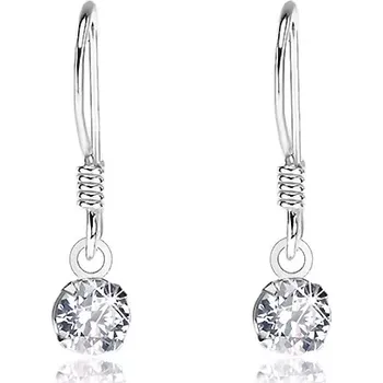 Náušnice Náušnice ze stříbra 925, kulatý blýskavý zirkonek čiré barvy v kotlíku, 4 mm