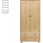 Dřevěná šatní skřín -2 zásuvky BM114 borovice masiv NELAKOVANÁ