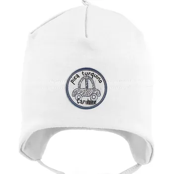 Kojenecká čepice RDX Kojenecká zavazovací čepice s nášivkou Bílá Vel. 0