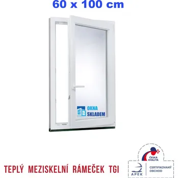 Okno ERKADO Plastové okno 60 x 100 cm bílé otevíravé i sklopné pravé