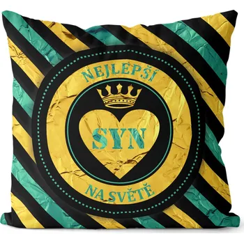 Dekorativní polštářek Polštář 40 x 40 cm - Nejlepší syn - pruhovaný
