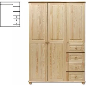 Šatní skříň Kombinovaná šátní skřín BM108 borovice masiv NELAKOVANÁ