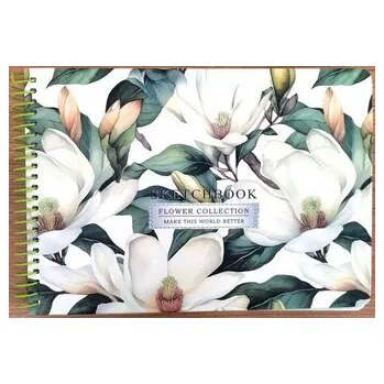 Set školních potřeb Szkicownik A5/60K gładki Białe kwiaty