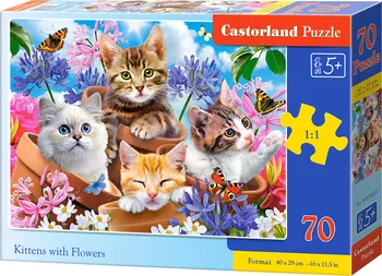 Puzzle Castorland Koťátka s květinami 70 dílků