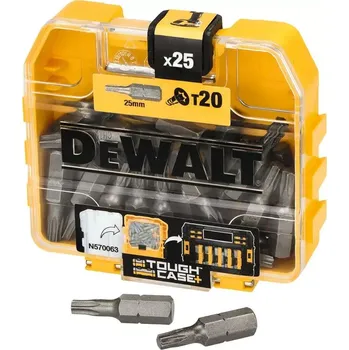 Bit DT7961 DeWALT sada bitů Torx T20, délka 25 mm, balení 25 ks, v ToughCase krabičce (šroubovací bity Torx T20)