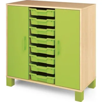 Zahradní úložný box Nízká skříň ORZE 2 dveře a 8 zásuvek (více barev) Limetková Bříza