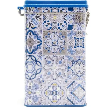 Dóza na potraviny Plechová dóza Casa Decor s modrými ornamenty, 500 g