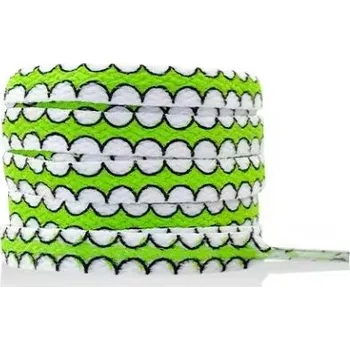 Tkaničky do bot Široké tkaničky s potiskem vlnek, jeden pár - Zeleno bílé, 120 cm