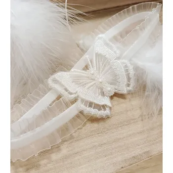 Podvazkový pás Podvazek šifonový s motýlkem bílý