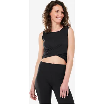 KIMJALY Dámský crop top na jógu Premium S ČERNÁ