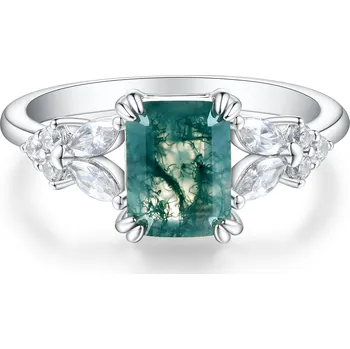 Prsten Olivie Stříbrný prsten MECHOVÝ ACHÁT 8905 Velikost prstenů: 9 (EU: 59-61) Ag 925; ≤2,3 g.