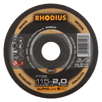 Řezný kotouč RHODIUS Ruční řezný kotouč FT26 115 x 2,0 x 22,23 ALPHAline