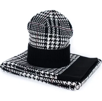 Čepice Sada zimní čepice a šály černé káro