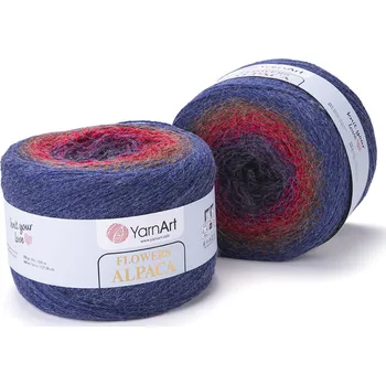 Galanterie Yarn Art Flowers alpaca 439 šedá, fialová, červená, hnědá, fialovomodrá