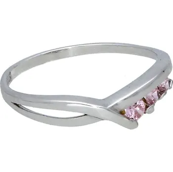 Prsten Goldstore Stříbrný prsten růžové zirkony Velikost: 53