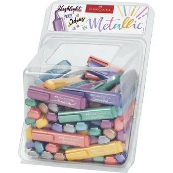 Zvýrazňovač FABER-CASTELL zvýrazňovač Textliner 1546, set 100ks METALLIC ve stojánku