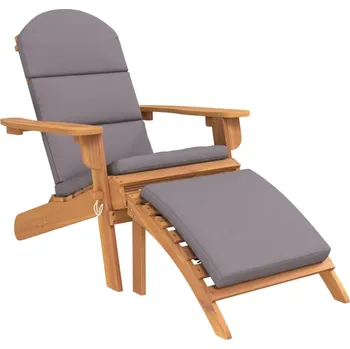 Adirondack zahradní křeslo s podnožkou z masivního akáciového dřeva 360034 šedé/hnědé