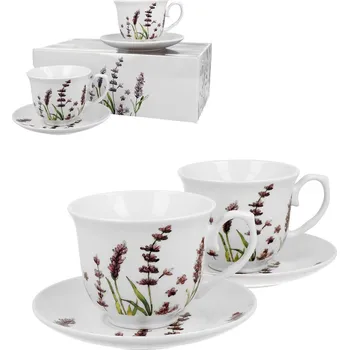 DUO Gifts DG - Šálek s podšálkem na kávu, čaj - Levandule - sada 2 ks - 250 ml