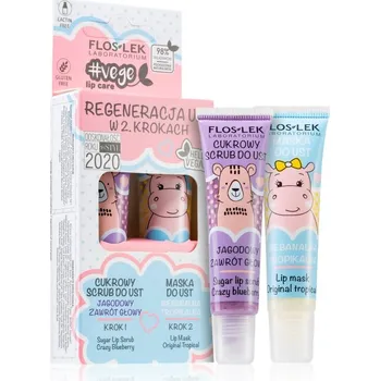 Péče o rty FlosLek Laboratorium Vege Lip Care Crazy blueberry peeling na rty + Original tropicana maska na rty