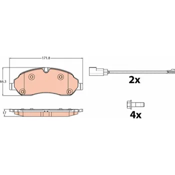 Brzdová destička Sada brzdových destiček, kotoučová brzda TRW GDB2117