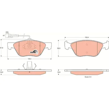 Brzdová destička Sada brzdových destiček, kotoučová brzda TRW GDB1212