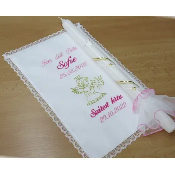 rouška Křestní sada 3D - rouška, svíce, ozdoba vzor 5