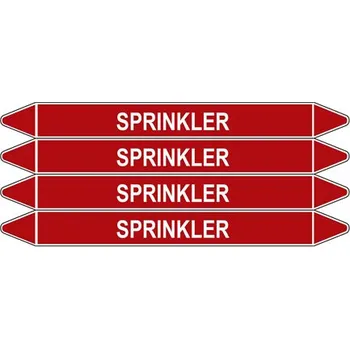 samolepka Značení potrubí, sprinkler,4 ks, 250 × 26 mm