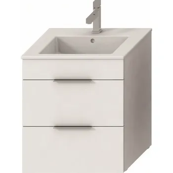 Koupelnový nábytek Jika Cube skříňka s 2 zásuvkami s umývátkem 55 cm bílá, úchytky antracit