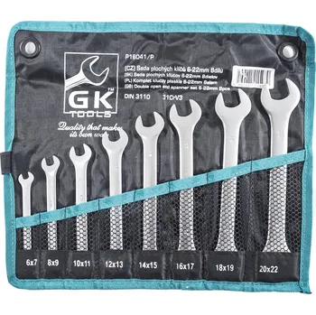 Klíč GK TOOLS Sada plochých klíčů, matné | 6-22 mm, 8 dílů, textilní obal