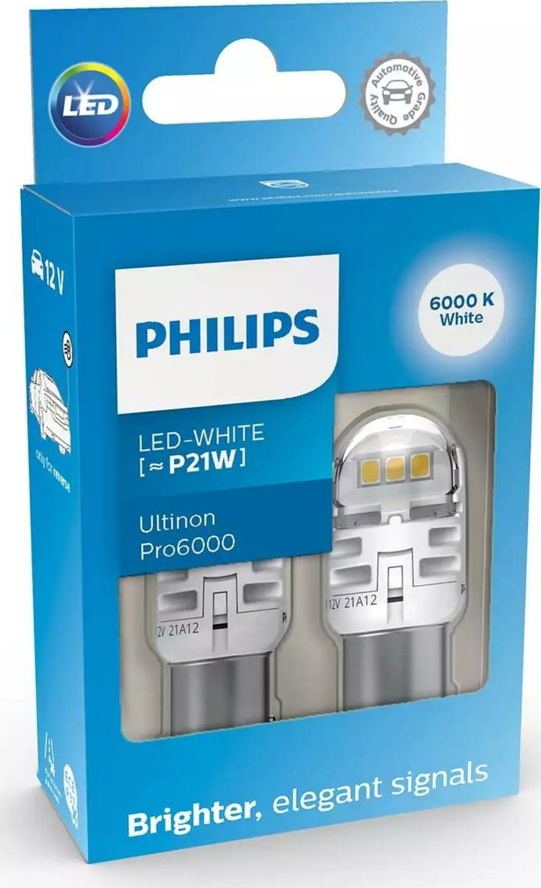 Ampoule LED Philips Ultinon Pro6000 P21W Rouge - Pour Feux De Signalisation Auto, Remplacement Facile