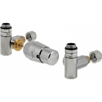 HS Integra - připojovací armatura pro spodní krajní připojení s termostatickou hlavicí nalevo pro kombinaci s topnou patronou - lesklý chrom (Matice Pex - Alpex 16x2 mm)