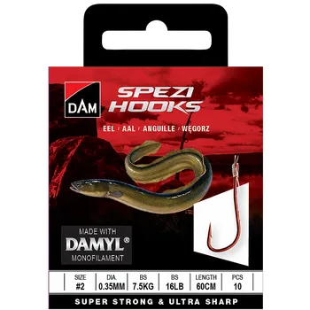 Rybářský háček D A M Dam Hotové návazce na úhoře 0,35mm vel.2 60cm 10ks
