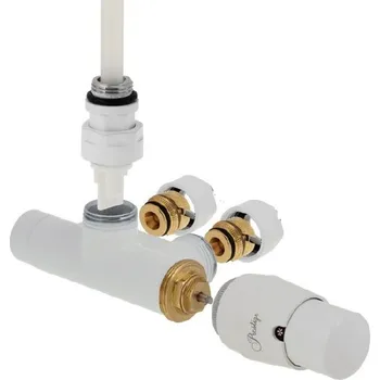 HS Unico - připojovací radiátorová armatura jednobodová pravá, s termostatickou hlavicí napravo, pro PEX, ALPEX 16mm - bílá (RAL 9003)