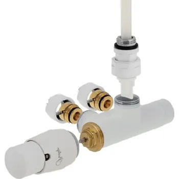 HS Unico - připojovací radiátorová armatura jednobodová levá, s termostatickou hlavicí nalevo, pro CU 15x1 - bílá (RAL 9003)