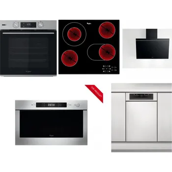 Set domácích spotřebičů WHIRLPOOL OMSK58HU1SX + WHIRLPOOL AKT 8190/BA + WHIRLPOOL AKR 62F LT K + WHIRLPOOL AMW 423/IX + WHIRLPOOL WSBO 3O34 PF X
