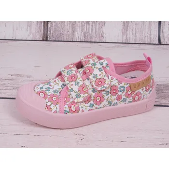 Dívčí tenisky D.D.step Plátěnky tenisky D.D. step CSG-346 růžové s kvítky velikost: 30