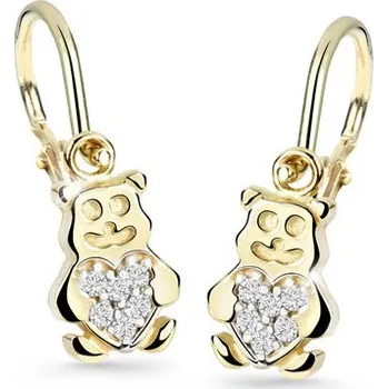 Náušnice Zlaté dětské náušnice medvídci se zirkony, 1.19 g,