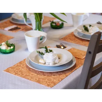 prostírání HEDVA ČESKÝ BROKÁT Ubrus Odaska prostírání 30x40 set 2 ks girlandy oranžová