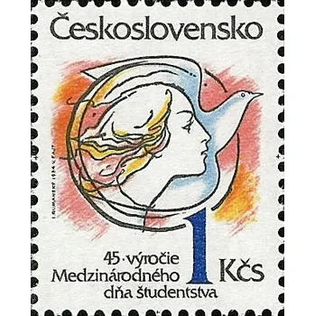 Poštovní známka 45. výročí Mezinárodního dne studentstva - čistá - č. 2677