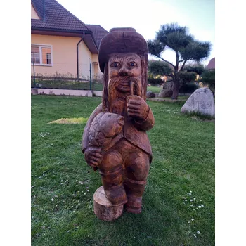 Zahradní dekorace Sowulej Dřevěný vodník s kaprem 120cm