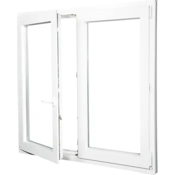 Okno ALUPLAST Plastové okno dvoukřídlé bílé 90x100 Otvírání: Levé, Zasklení: Dvojsklo Ug= 1,1