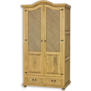 Komoda Masivní šatní skříň CORDOBA SZY06/C s policemi Barevné provedení: Bezbarvý vosk K09