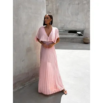 Dámské šaty Starorůžové elegantní šaty PARFOMELLE s výsřihem do V