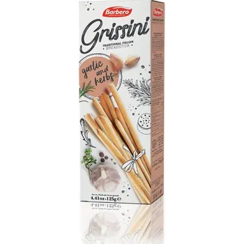 Slaná tyčinka Barbero Grissini s česnekem a bylinkami 125g