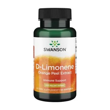 Swanson D-Limonene Cold-Pressed Orange Peel Extract Doplněk stravy s obsahem D-limonenu 60 ks, gelové tablety, 250 mg
